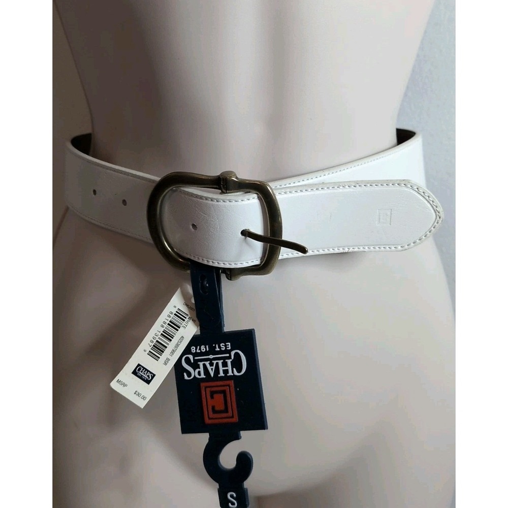 Chaps White Belt Unisex Small Size Length 31.5"